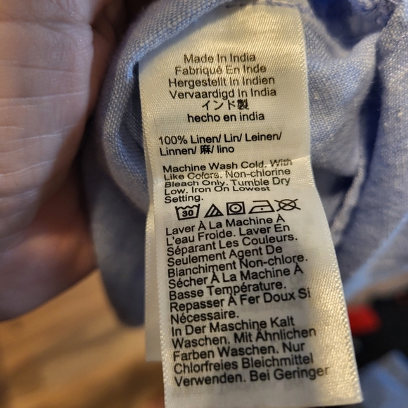 J. Crew 100% Linen Collared Button Down Shirt Mini Pockets Dress Size Large - Picture 6 of 7